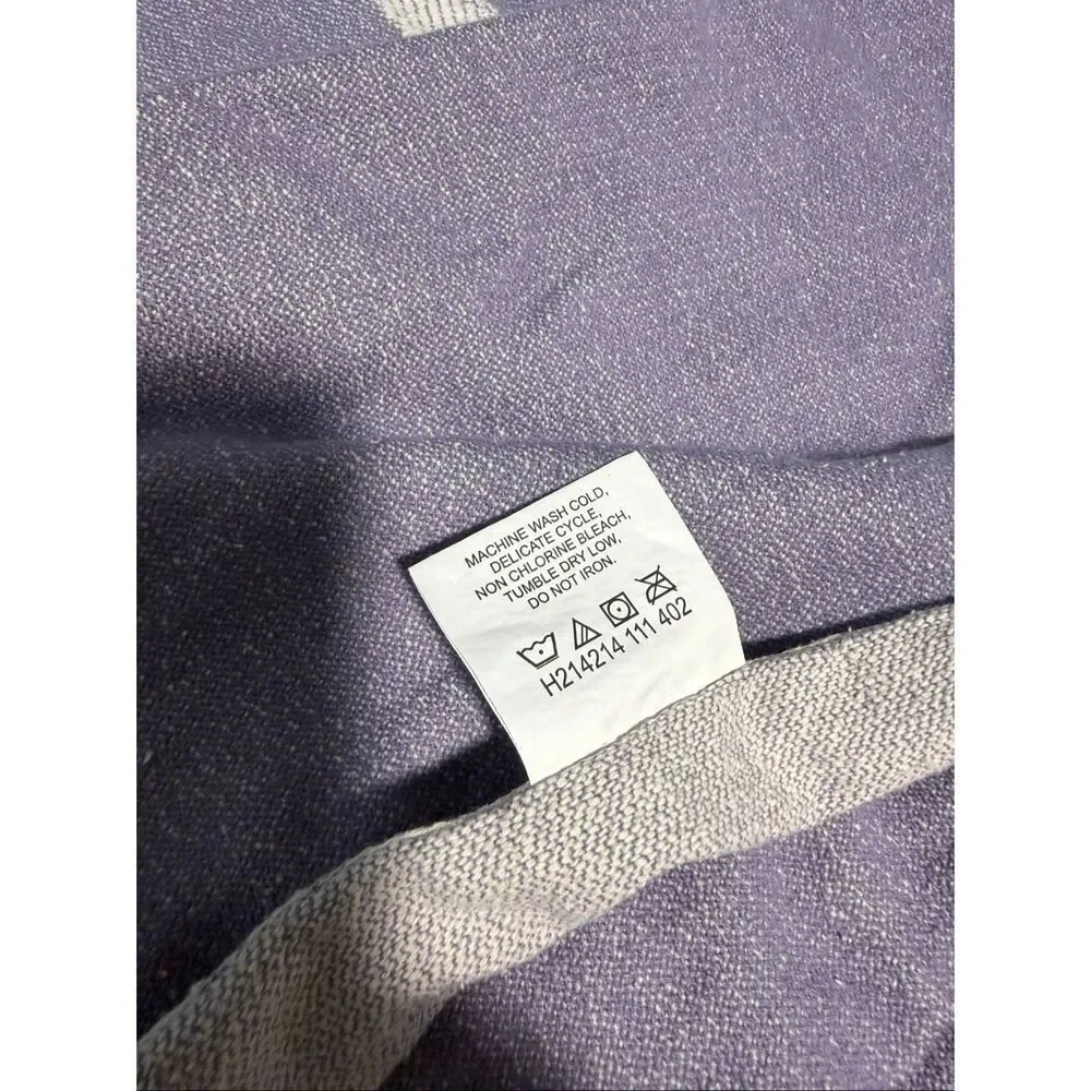 Queen Size 100% Cotton Bedspread Coverlet + Two Square Shams Purple and White
